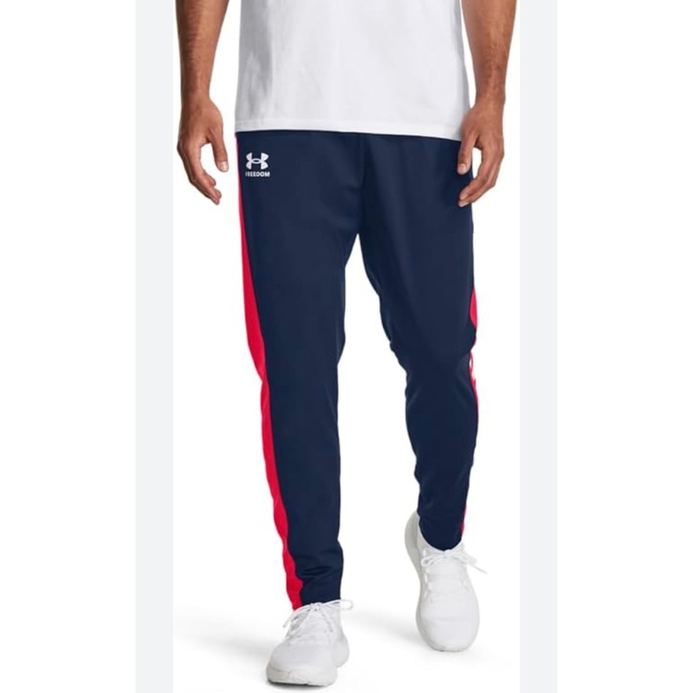 Under Armour Mens XXL AllSeasonGear Track Pants Navy Blue Red Stripe Ankle Zip